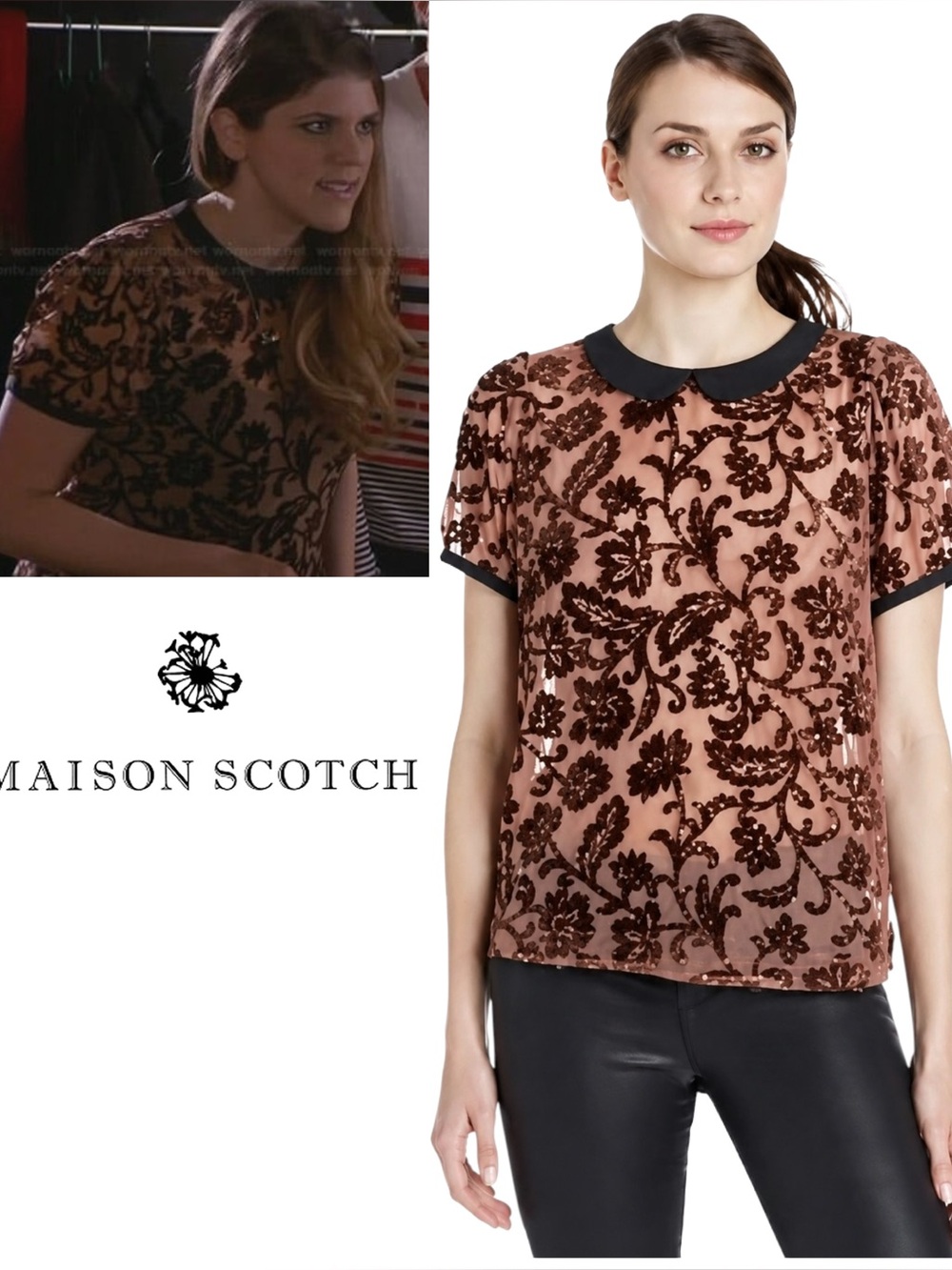 Maison Scotch Floral Velvet Top SADIE From AWKWARD Size Medium